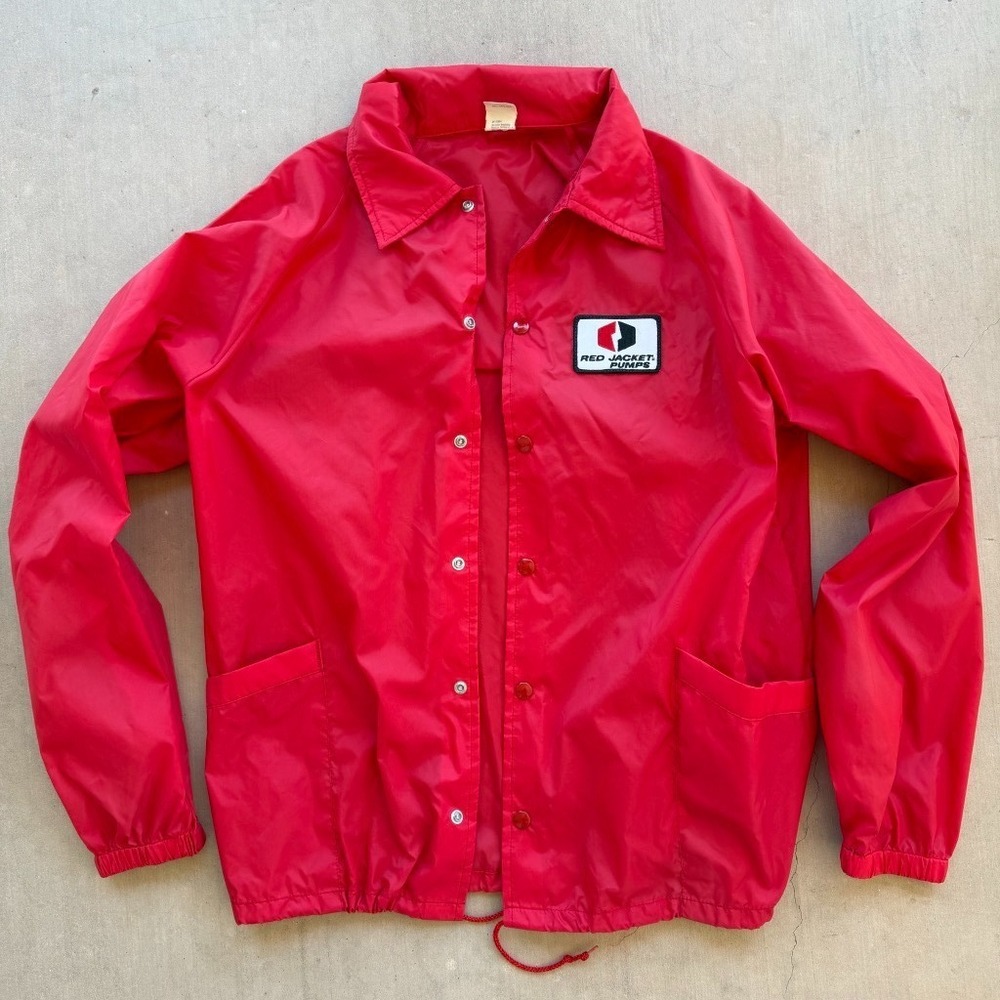 Vintage Red Jacket Pumps Snap Button Windbreaker Jacket USA Made Mens Large - Picture 3 of 7
